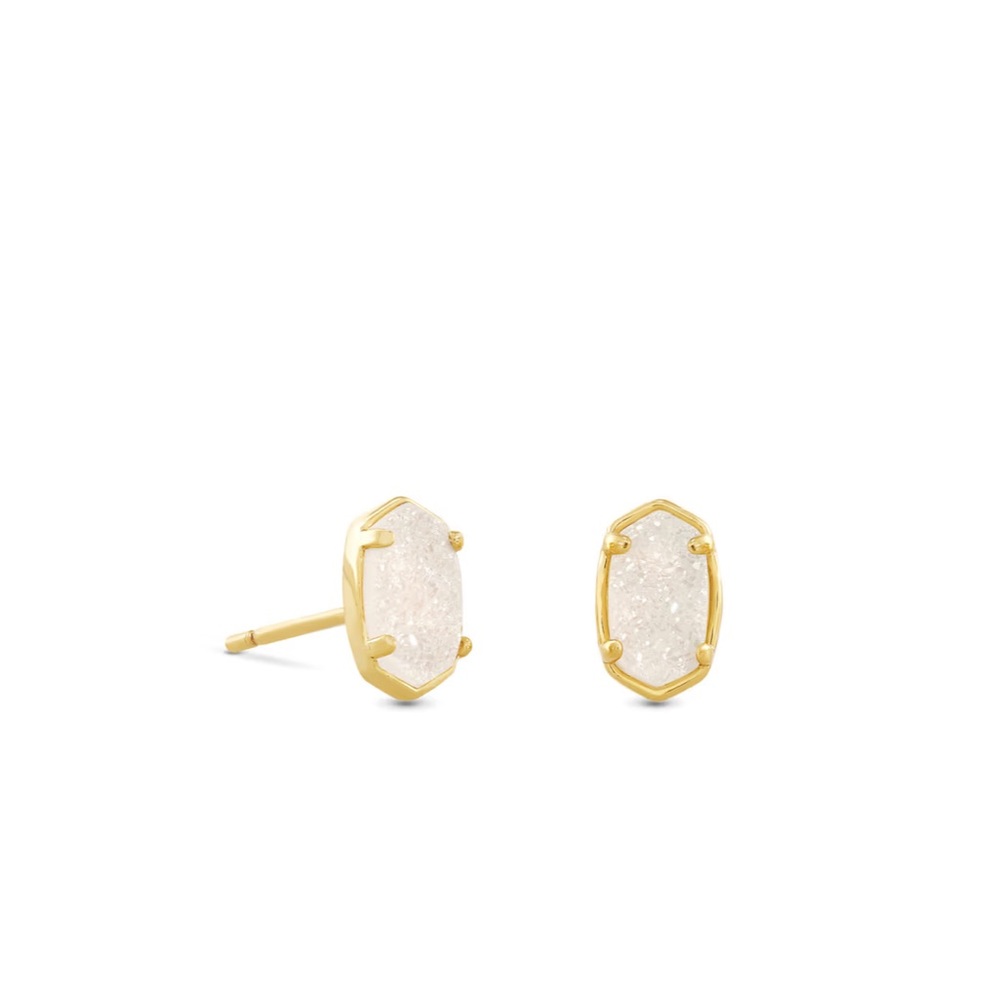 Kendra Scott Emilie Gold Stud Earrings in Iridescent Drusy